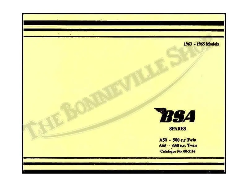 00 5116 a01 1963 1964 1965 bsa a50 a65 thunderbolt lightning parts book