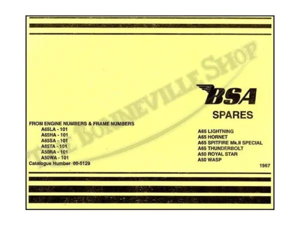 bsa a a hornet thunderbolt lightning parts book