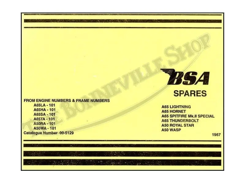 bsa a a hornet thunderbolt lightning parts book