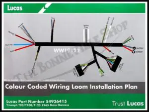 54936415 G TRIUMPH 350 500 650 TWINS CLOTH WIRING HARNESS GENUINE LUCAS 1965