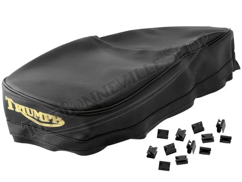 Triumph Smooth Seat Cover Black Top w/Sprags 1963-66 82-5418 60-0697 01 Triumph 3TA 5TA T120C 650 Seat Cover Smooth Black Top Fits 1963 with Sprags