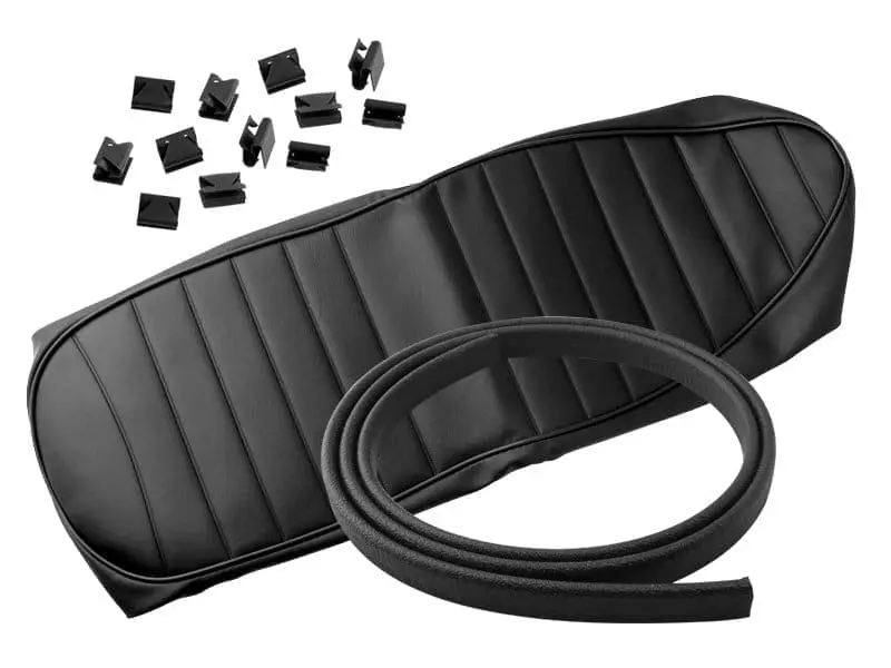 82 7489 60 0697 60 0696 A 01 Triumph T100 T120 Seat Cover Black Ribbed Top Fits 1967 68 with Trim and Sprags