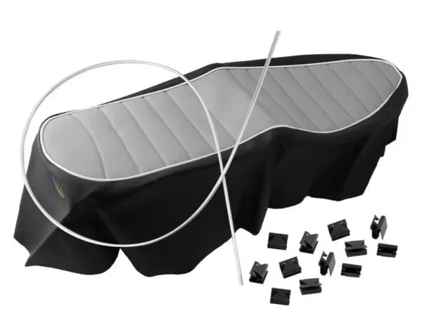 1967-68 Triumph Seat Cover Ribbed Grey T120 650: 82-7777, 60-0697, 60-0696