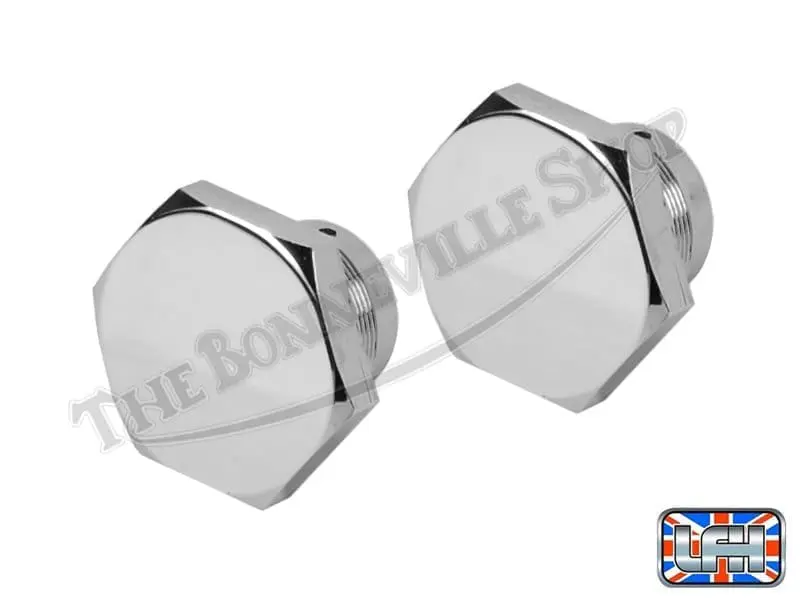 97 1065 01 TRIUMPH PRE UNIT CHROME FORK TOP NUTS PAIR