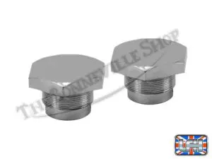 97 1065 05 TRIUMPH PRE UNIT CHROME FORK TOP NUTS PAIR