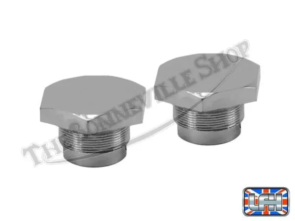 97 1065 05 TRIUMPH PRE UNIT CHROME FORK TOP NUTS PAIR