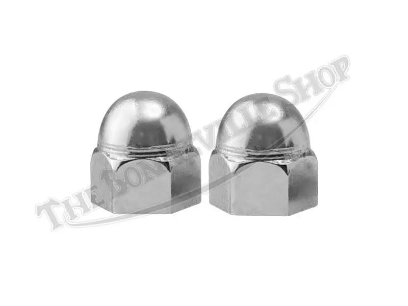 97 1531 01 Triumph 500 650 Primary and Gearbox Chrome Dome Nut Pair CEI To 1968