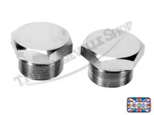 97 2652 02 TRIUMPH TR25 BSA B25 FORK TOP NUTS PAIR CHROME