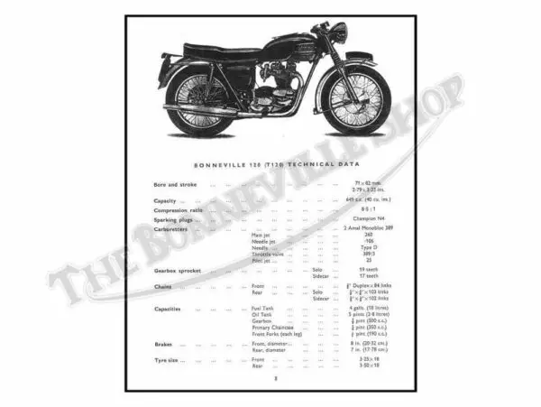 Triumph T Bonneville T Thunderbird TR Trophy Parts Book