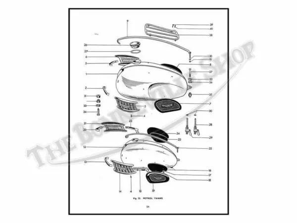 Triumph T Bonneville T Thunderbird TR Trophy Parts Book