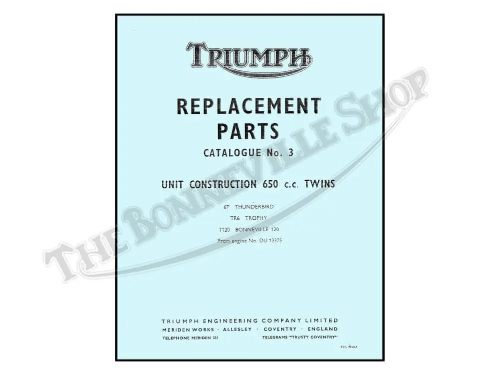 Triumph T Bonneville T Thunderbird TR Trophy Parts Book