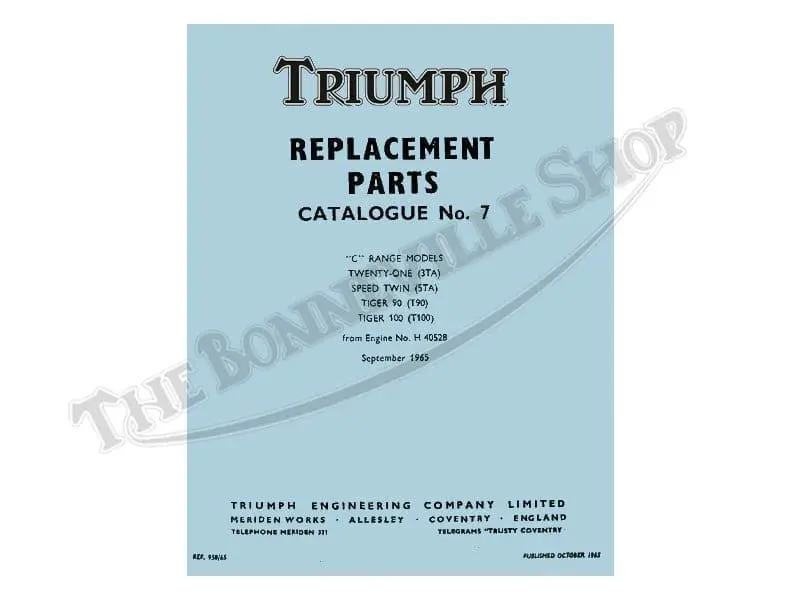 1966 Triumph Tiger and Trophy Parts Book 99-0830 T90, T100, 3TA, 5TA, 350, 500