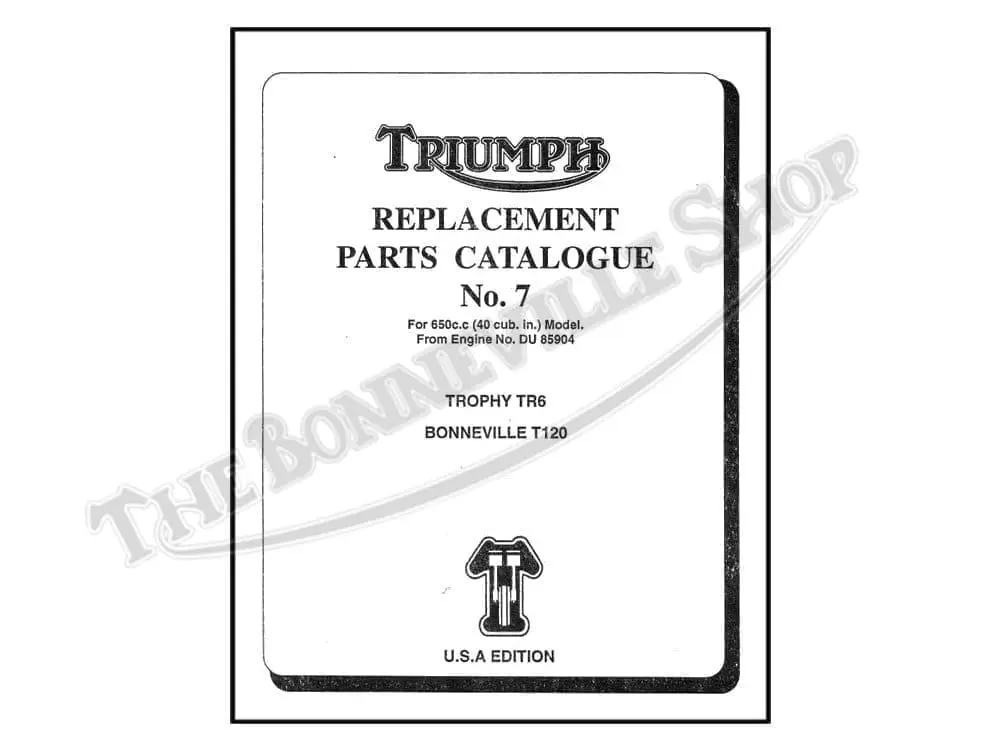 Triumph T Bonneville TR Trophy Parts Book