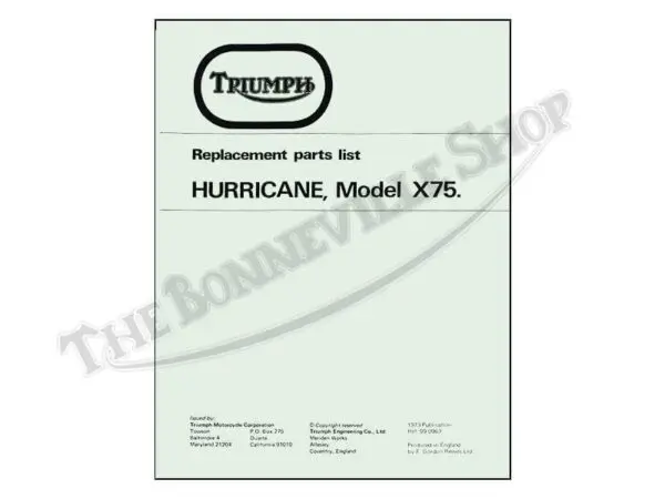 99 0967 a01 1973 triumph x75 vetter hurricane parts book