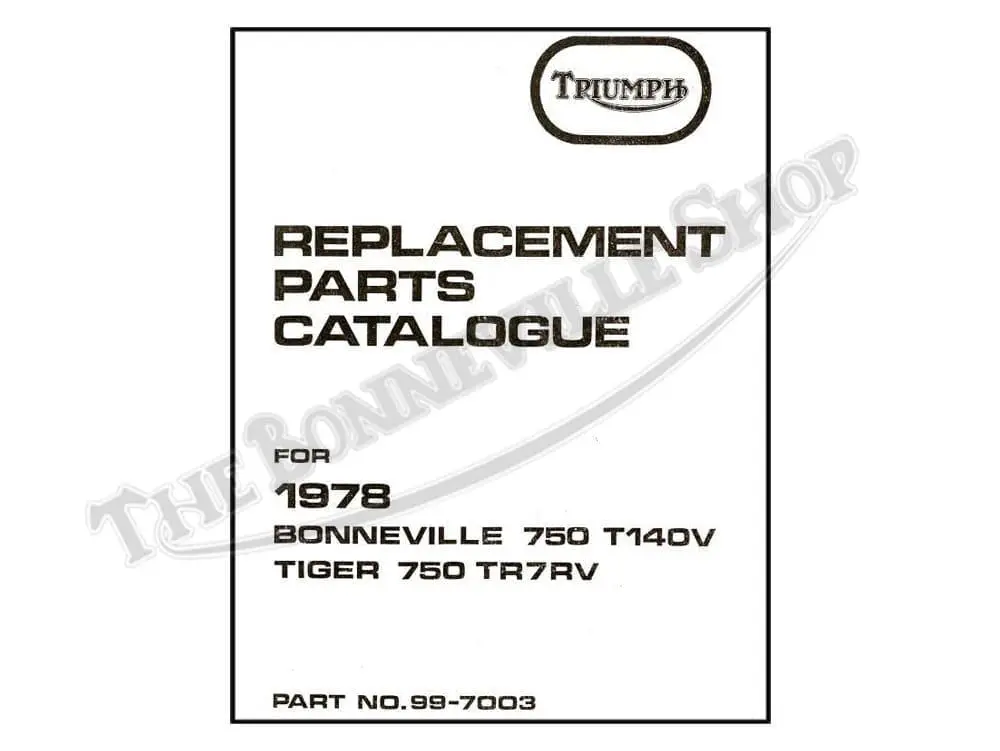 Triumph T Bonneville TR Tiger Parts Book