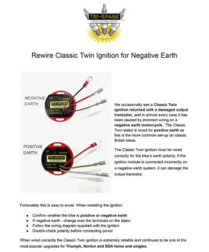 Rewire Classic Twin Ignition for Negative Earth
