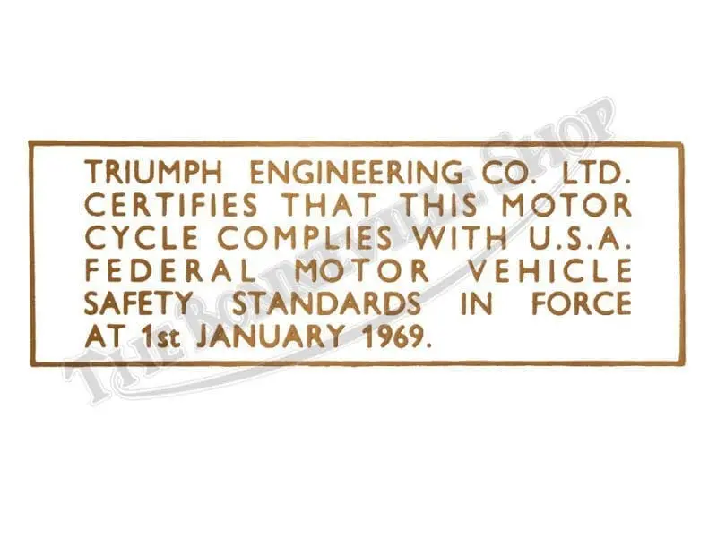 STICKER 0038 GENUINE 1969 TRIUMPH EXPORT STICKER TRIDENT TROPHY BONNEVILLE
