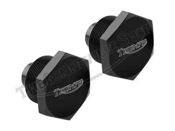 TBS 042E 01 TRIUMPH BONNEVILLE OIF CUSTOM BILLET FORK TOP NUTS WITH LOGO