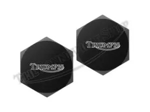 TBS 042E 02 TRIUMPH BONNEVILLE OIF CUSTOM BILLET FORK TOP NUTS WITH LOGO