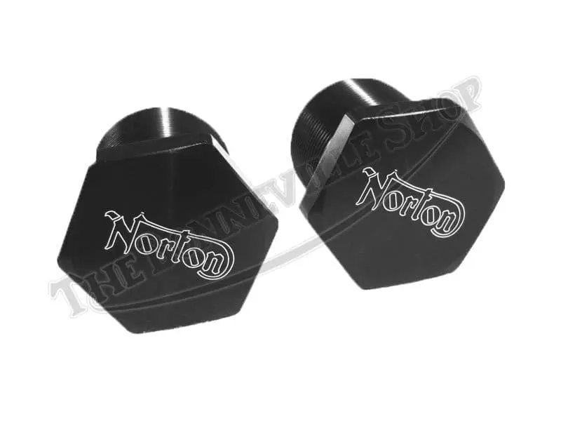 TBS 045E 06 0345 E 01 NORTON COMMANDO CUSTOM BILLET FORK TOP NUTS WITH LOGO