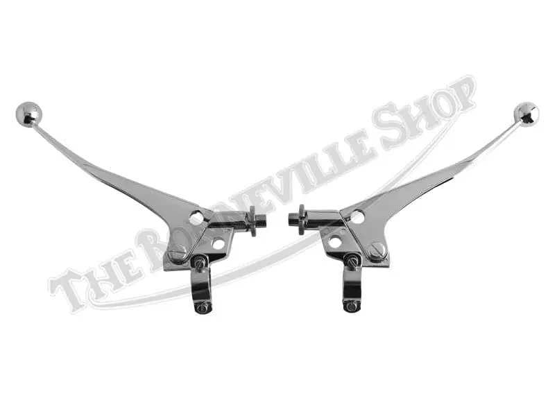 TBS 0462 CH TBS 0463 CH 01 TRIUMPH NORTON BSA TOP QUALITY CHROME HANDLEBAR LEVER SET 1
