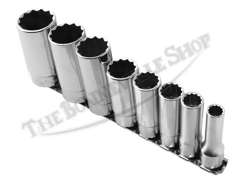 TBS 0532 01 TRIUMPH BSA WHITWORTH DEEP 12 PT 8 PC 3 8 DRIVE SOCKET SET KOKEN 1