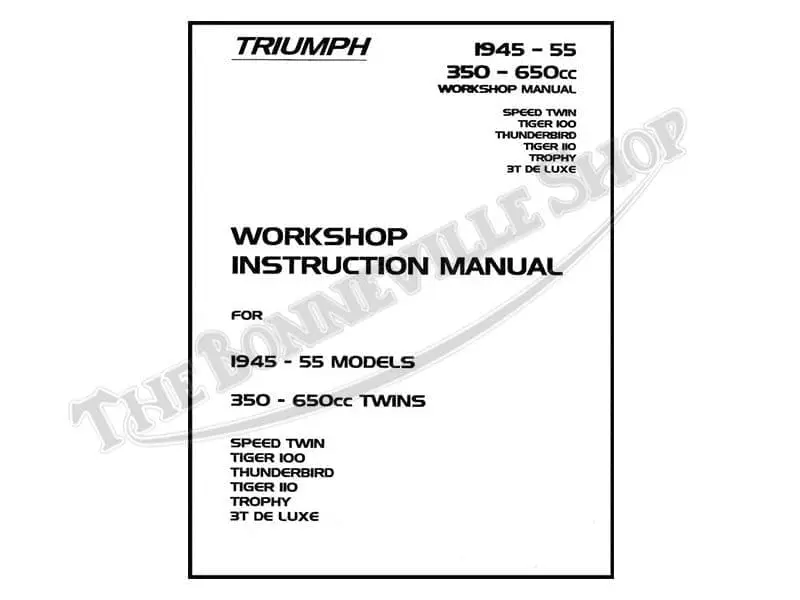 TBS 1175 01 triumph 350 500 650 speed twin thunderbird t110 etc pre unit shop manual 1945 55