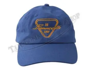 TBS HAT03 03 THE BONNEVILLE SHOP PATENT PLATE GOLD LOGO BLUE BASEBALL HAT