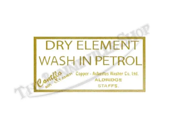 Dry element wash in petrol decal