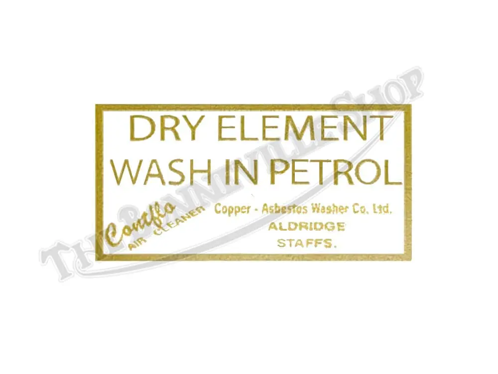 Dry element wash in petrol decal