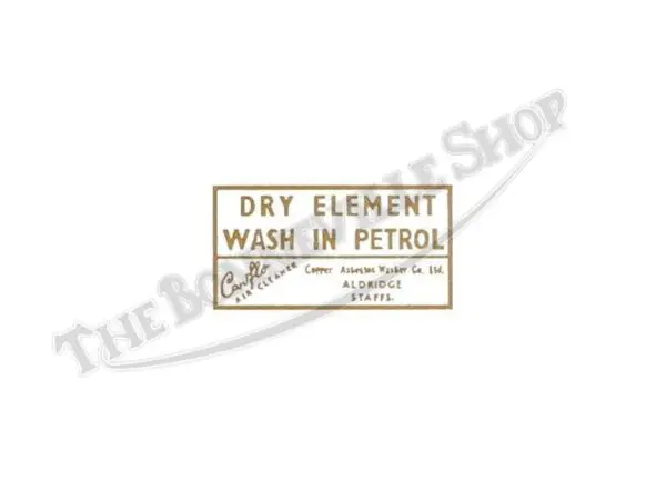 TBS-S129 Triumph Air Cleaner Dry Element Wash In Petrol' Vinyl Decal