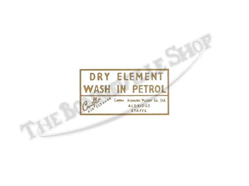 TBS-S129 Triumph Air Cleaner Dry Element Wash In Petrol' Vinyl Decal