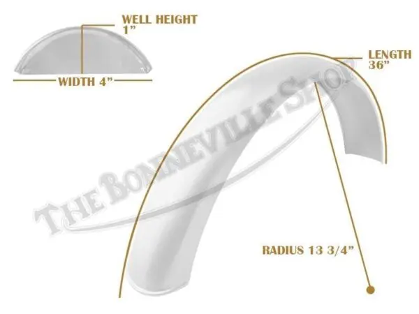 TBS SPE0007 07 Universal Mudguard MC1 R13 3 4 36 Beaded Mild Steel 1