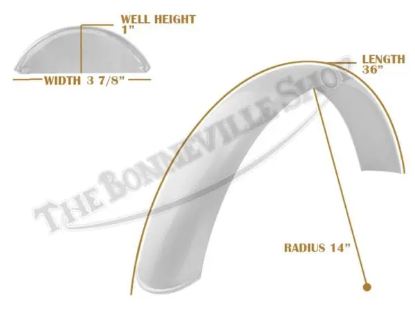Universal Mudguard MC1 R14 36" Beaded Mild Steel Fender PN# TBS-SPE0009