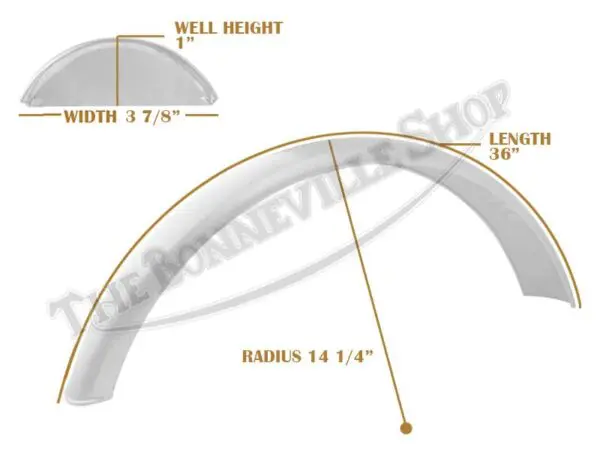 Universal Mudguard MC1 R14 1/4 36-inch Beaded Mild Steel Fender PN# TBS-SPE0011
