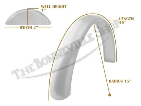 TBS SPE0018 07 Universal Mudguard MC1 R15 48 Beaded Mild Steel Fender