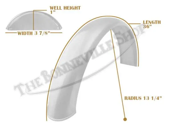 Universal Mudguard MC1 R13 1/4 36-inch Beaded Alloy Fender PN# TBS-SPE0021