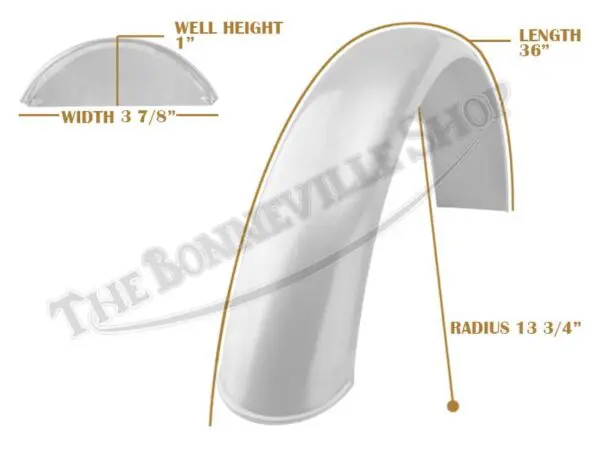Universal Mudguard MC1 R13 3/4 36-inch Beaded Alloy Fender PN# TBS-SPE0025