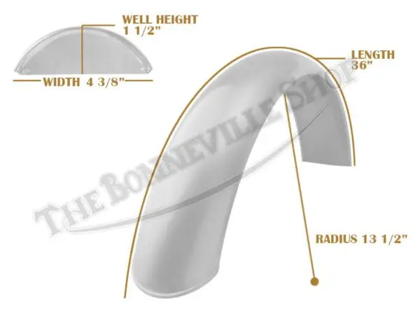 Universal Mudguard MC3 R13 1/2 36-inch Beaded Mild Steel Fender PN# TBS-SPE0038