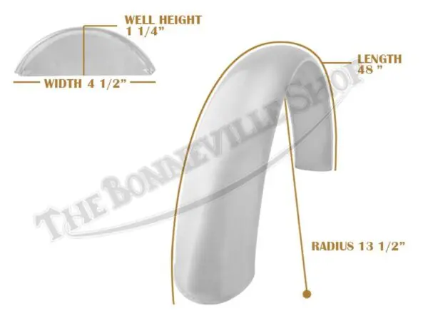 Universal Mudguard MC3 R13 1/2 48-inch Beaded Mild Steel Fender PN# TBS-SPE0039