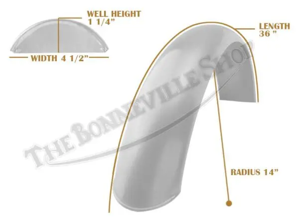 Universal Mudguard MC3 R14 36-inch Beaded Mild Steel Fender PN# TBS-SPE0040