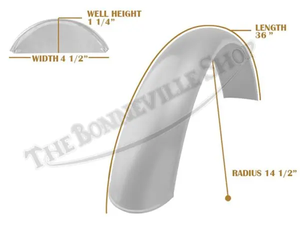 Universal Mudguard MC2 R14 1/2 36-inch Beaded Mild Steel Fender PN# TBS-SPE0042