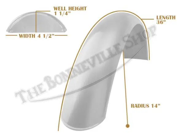 Universal Mudguard MC3 R14 3/4 36-inch Beaded Mild Steel Fender PN# TBS-SPE0044