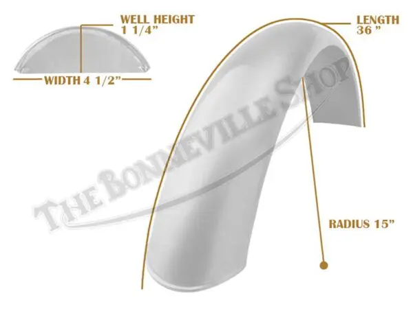 Universal Mudguard MC2 R15 36-inch Beaded Mild Steel Fender PN# TBS-SPE0046