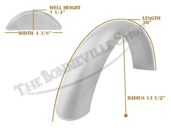 Universal Mudguard MC2 13 1/2 36 B Fender Bare Steel PN# TBS-SPE0050