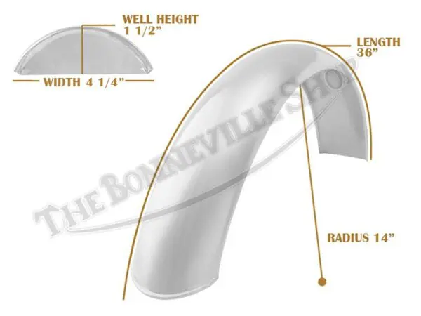 Universal Mudguard MC3 R14 36-inch Beaded Alloy Fender PN# TBS-SPE0052