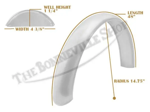 Universal Mudguard MC3 R14 3/4 48-inch Beaded Alloy Fender PN# TBS-SPE0057