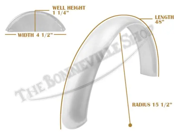 Universal Mudguard MC3 R15 1/2 48-inch Beaded Alloy Fender PN# TBS-SPE0061