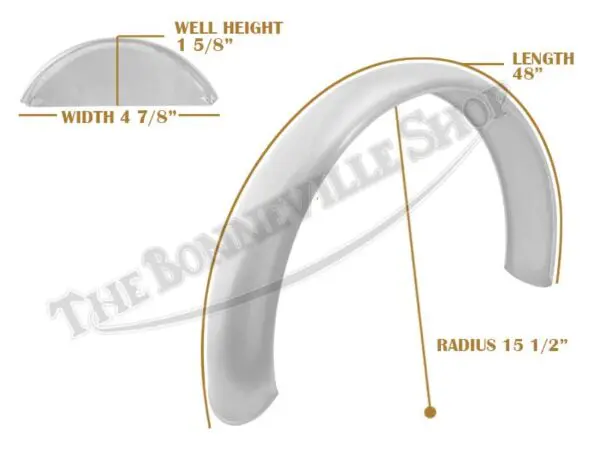 Universal Mudguard MC8 R15 1/2 48-inch Beaded Mild Steel Fender PN# TBS-SPE0086