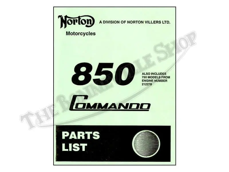 tbs 5034 06 5034 01 1974 norton commando 850 750 parts book
